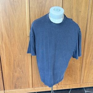 Zara Men's Washed Crew Neck T-Shirt - charcoal